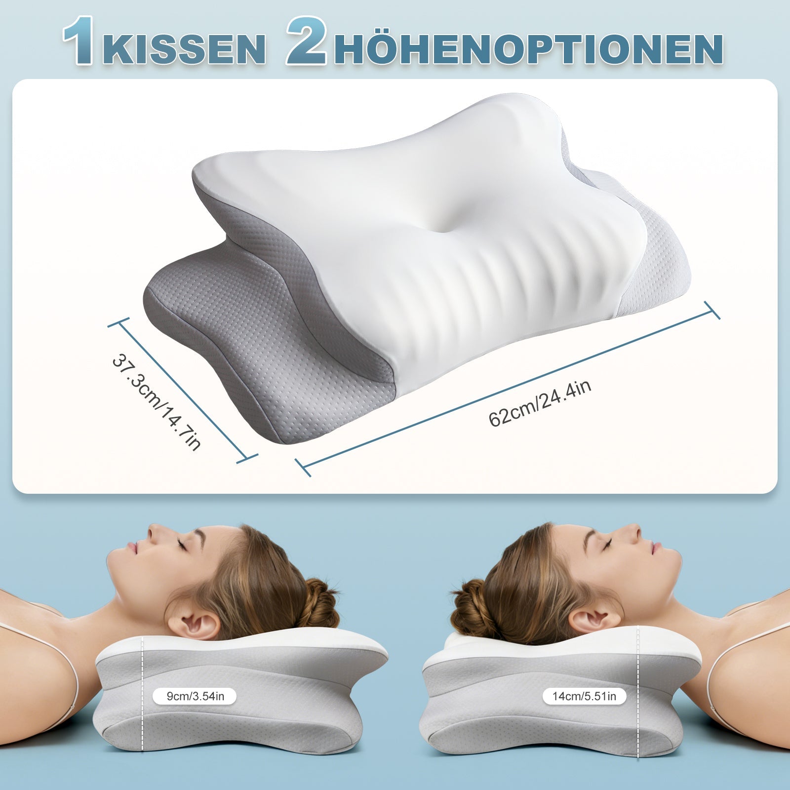 Nackenkissen Kopfkissen - Memory Foam Kissen Zertifiziert CertiPUR-US 5